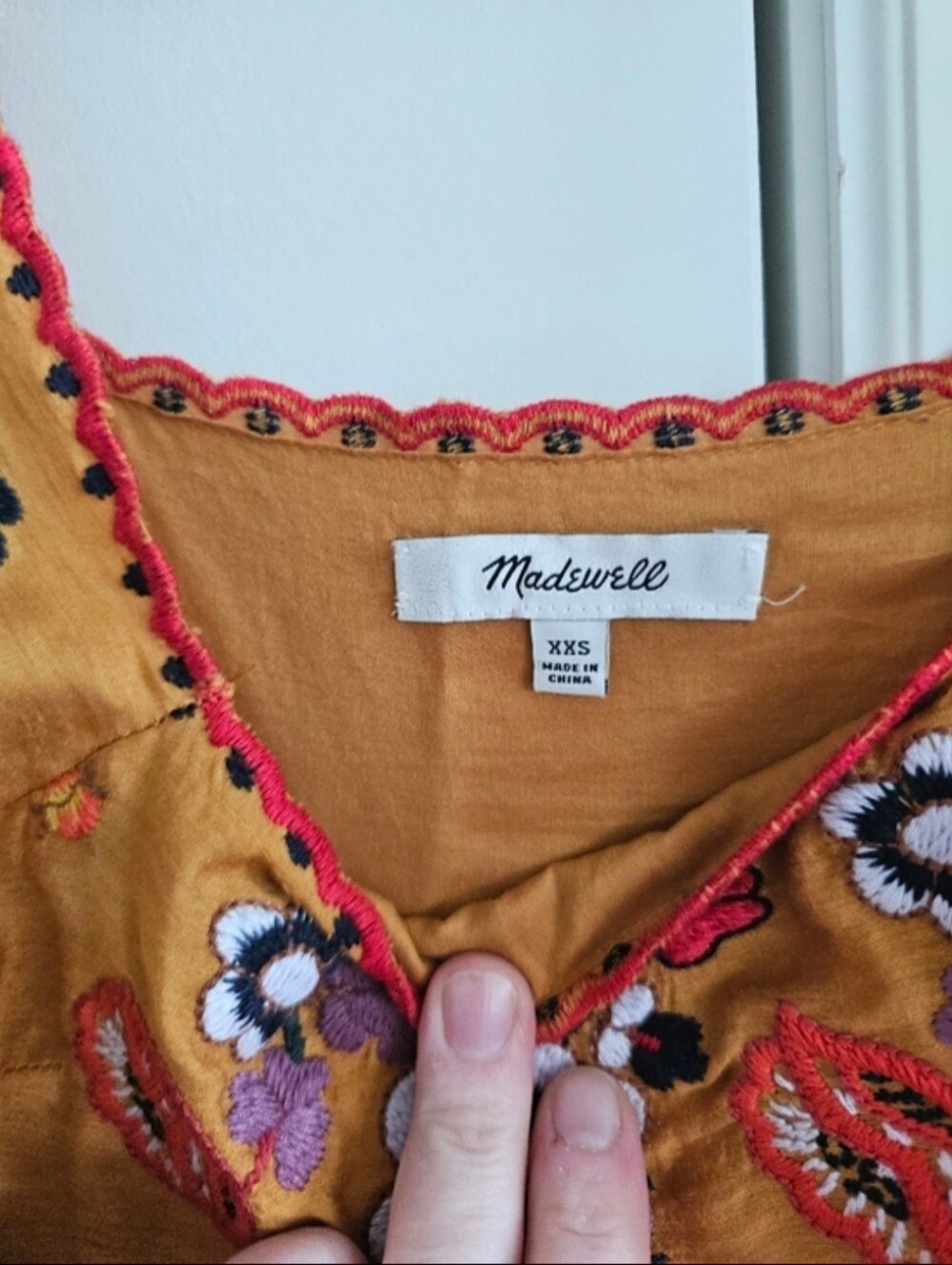 Madewell Embroidered Square-Neck Mini Dress Size XXS - Picture 6 of 7
